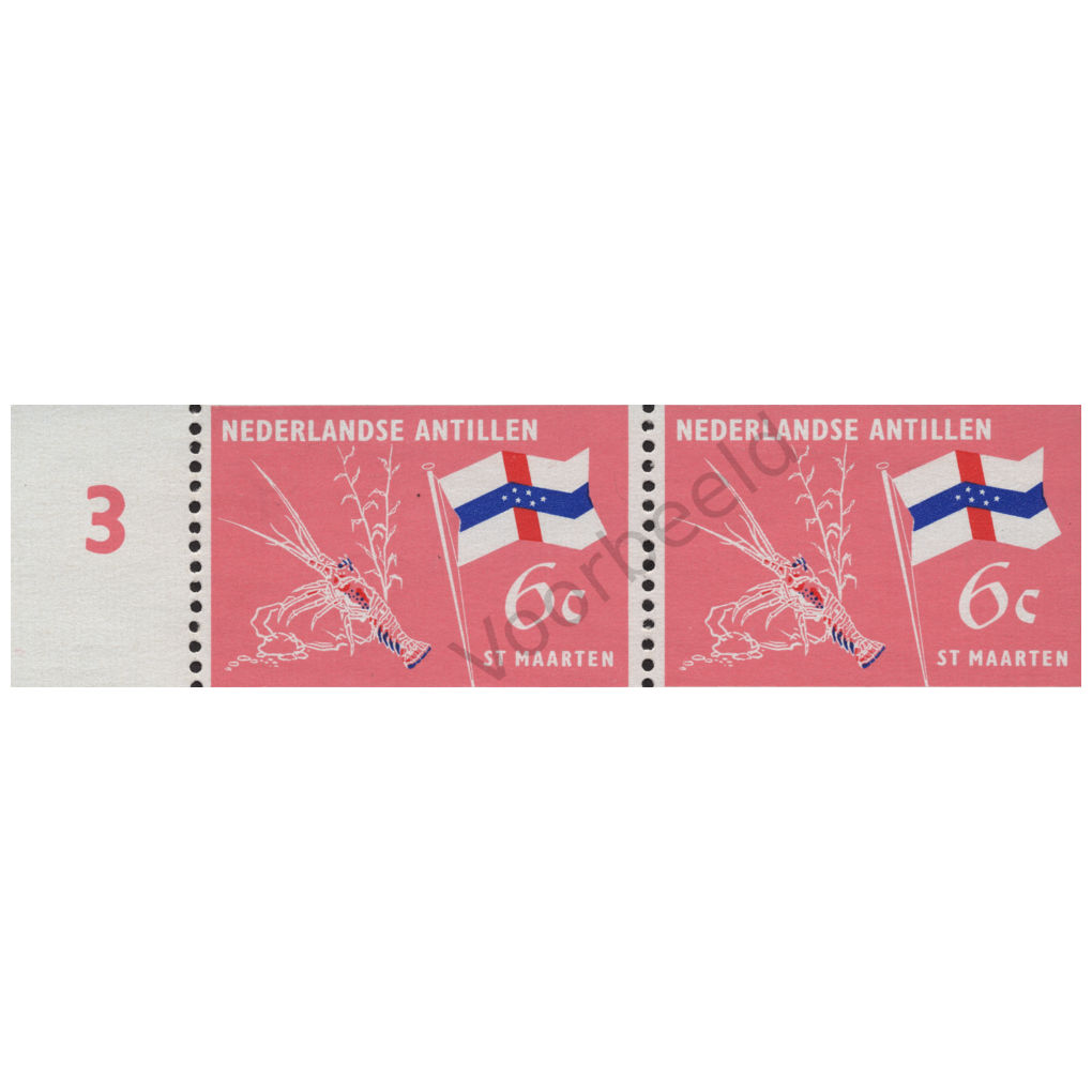 Nederlandse Antillen 1965 (NVPH 363) strook 2 zegels horizontaal