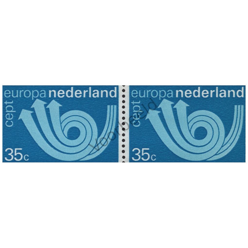Nederland 1973 (NVPH 1030) strook 2 zegels horizontaal