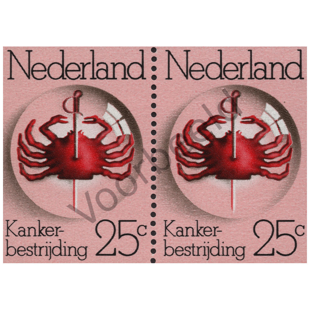 Nederland 1974 (NVPH 1053) Strook van 2 zegels horizontal