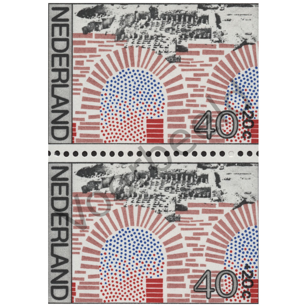 Nederland 1977 (NVPH 1133) strook 2 zegels verticaal