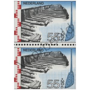 Nederland 1977 (NVPH 1135) strook 2 zegels verticaal